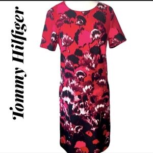 TOMMY HILFIGER SHORT SLEEVE NEW RED CREW NECK SHIFT DRESS